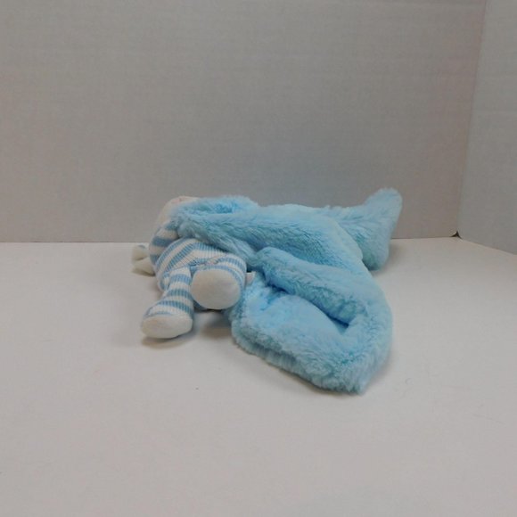 Kellytoy Blue White Striped Lamb Lovey Security Blanket Sheep Rattle Plush 11" - Picture 7 of 10